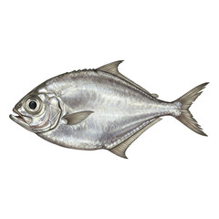 Fototapeta premium Silvery Fish with Prominent Eye and Scaled Body