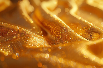 Premium Gold Silk Texture – Elegant and Rich Draped Fabric