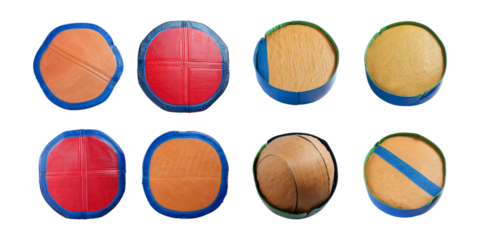 Colorful Round Mats for Play and Exercise in Various Designs, isolated on transparent background