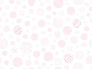 ピンクの切り絵風のドットとストライプ柄の円のパターン背景