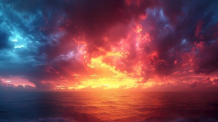 Fototapeta premium Dramatic panorama sky with cloud on sunrise and sunset time. Panoramic image 