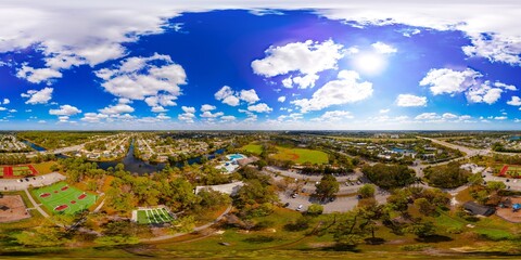 Aerial equirectangular 360 photo Golden Gate Community Park