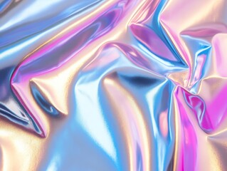 Fototapeta premium Holographic chrome gradient waves abstract background - ai