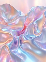 Obraz premium Holographic chrome gradient waves abstract background - ai