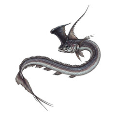 Obraz premium Oceanic Serpentfish: Deep-Sea Winged Predator