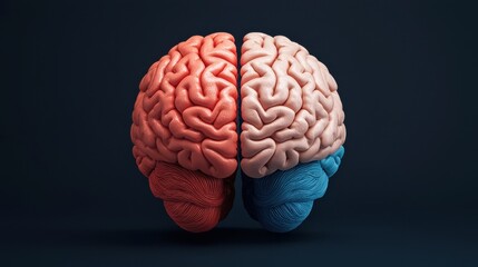 An artistic representation of a brain divided into two colors, symbolizing contrasting thoughts and emotions.