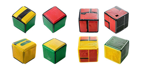 Colorful Puzzle Cubes on White Background for Creative Projects