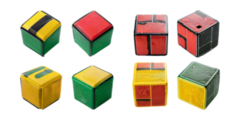 Colorful Puzzle Cubes on White Background for Creative Projects