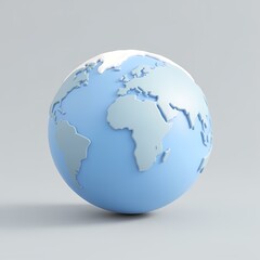 A globe with blue and white colors representing continents.