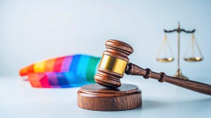 LGBTQ  Rights  Equality  Justice  Gavel  Rainbow Flag