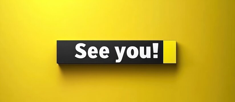 Yellow background, black rectangle, See you! message, farewell, website banner