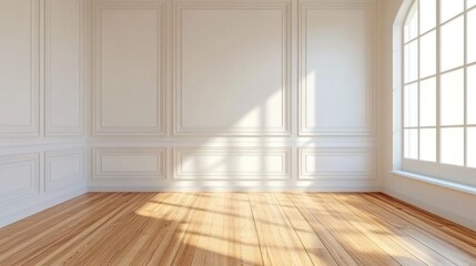 Sunlit Room With White Walls And Wood Floor