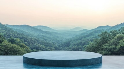 Serene Mountain Vista With Circular Platform