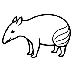 Cute Silhouette Tapir Line Art Black Vector Carton Illustration