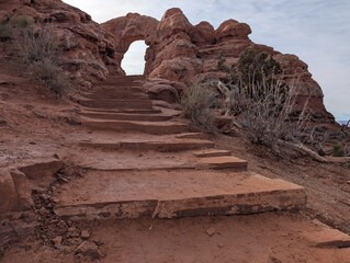 Steps leading up to Turret Arch at Arches National Park, Utah © PixelJo