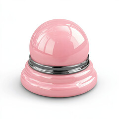 Fototapeta premium Pink glossy sphere on metallic base, minimalistic design isolated design on white background