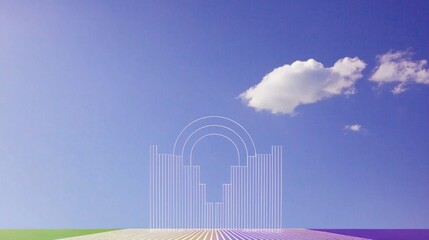 Obraz premium Futuristic Cityscape Abstract Arch Skyline Tranquil Sky