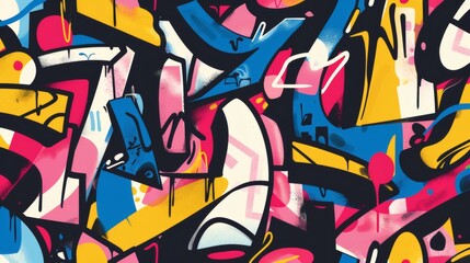 Vibrant Abstract Graffiti Art with Bold Colors and Design Elements