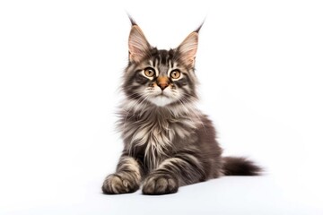 Naklejka premium Maine coon kitten mammal animal pet.