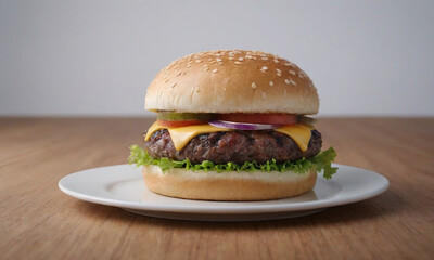 Perfectly Juicy Hamburger on a White Background – High-Quality Image
