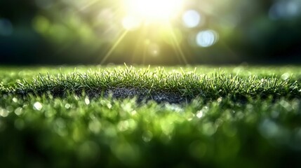 Naklejka premium Lush Green Grass Spring Meadow Sunlight Nature Background