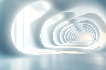 Obraz premium Abstract White Background 3D Render with Lines, Geometry, and Light Rays: A Clean and Modern Design.