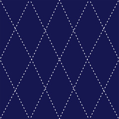 stitch Japanese Sashiko pattern embroidery abstract seamless geometric ornaments white stitch line artwork indigo blue background fashion design template decoration hand drawn printed needlework quilt