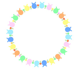 ウサギ型の卵の丸いフレーム