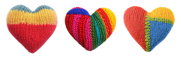 Knit Hearts for Handmade Crafts Display Isolated on transparent background