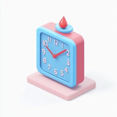 Cute 3D alarm clock isolated white background