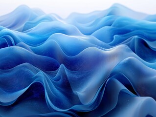 Obraz premium Abstract blue waves, fluid design, 3d render, Generative AI