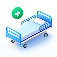 Isometric Hospital Bed with Medical Symbol