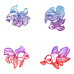 ornamental fish logo with minimalist style and color gradations
depicts the beauty of ornamental fish with unique patterns and stunning art styles