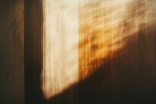 Warm light and shadow interplay across textured wooden wall - Powered by Adobe