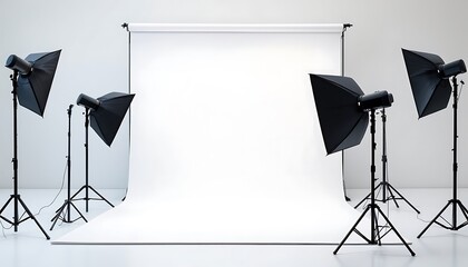 Professional Photo Studio Setup with White Background