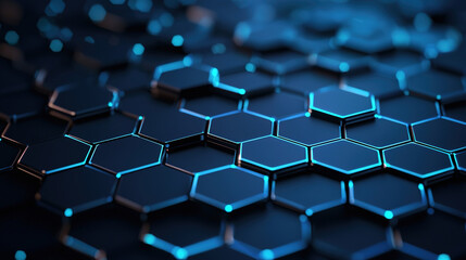 Naklejka premium Abstract connection design with hexagonal pattern. Networking and data technology inspired theme background. 