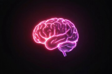 Glowing brain illustration against a black background, ideal for scientific designs