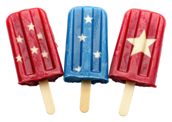 Summer treats patriotic ice pops usa food studio fun isolated on transparent background