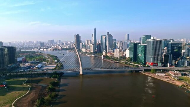 Aerial view of Ho Chi Minh city, Vietnam in the morning	