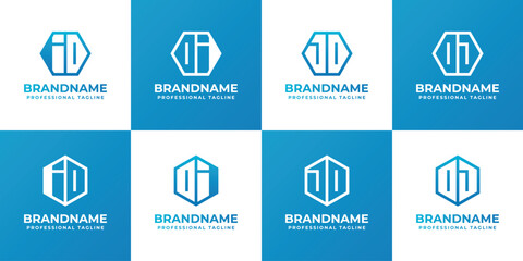 Letters DI ID DJ JD Hexagon Logo Set, suitable for business with DI ID DJ JD initials