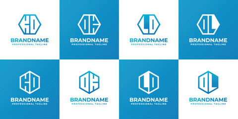 Letters DK KD DL LD Hexagon Logo Set, suitable for business with DK KD DL LD initials