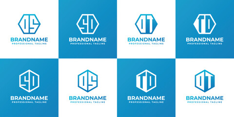 Letters DS SD DT TD Hexagon Logo Set, suitable for business with DS SD DT TD initials