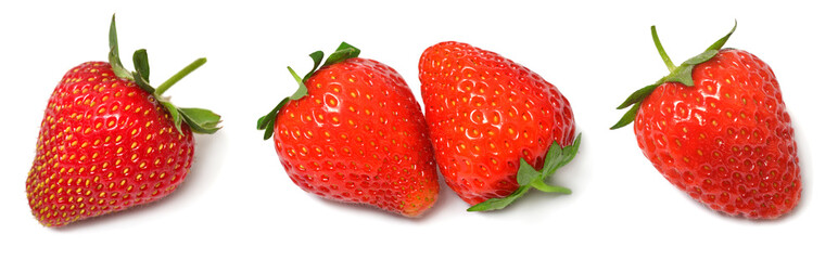 Set fresh strawberries isolated on white background. Juicy berry © Ian 2010