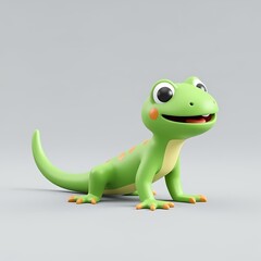 Fototapeta premium a green and yellow lizard with orange feet is standing on all fours.