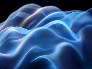 Obraz premium Abstract blue lines, iridescent design, 3d render, Generative AI