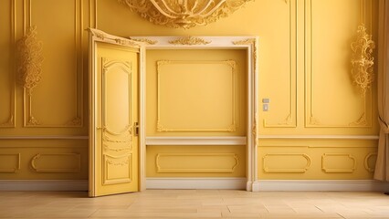 Room Door banner with empty space Without Text, Yellow luxury background, holiday banner poster background for advertisement ads