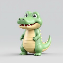 Fototapeta premium A green cartoon alligator standing on two feet.