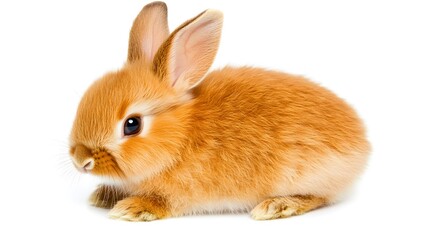 Fototapeta premium Adorable rabbit in close-up, centered on white background, symbolizing purity and innocence