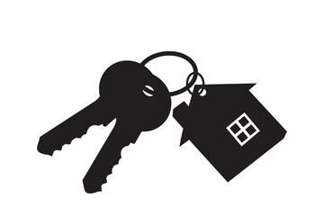 Silhouette of house key vector icon set illustration isolated on white background. House key real estate   concept, buy, sell, protection, security, turnkey repair, property, logo art work.