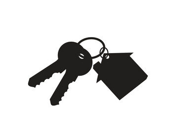 Silhouette of house key vector icon set illustration isolated on white background. House key real estate   concept, buy, sell, protection, security, turnkey repair, property, logo art work.
